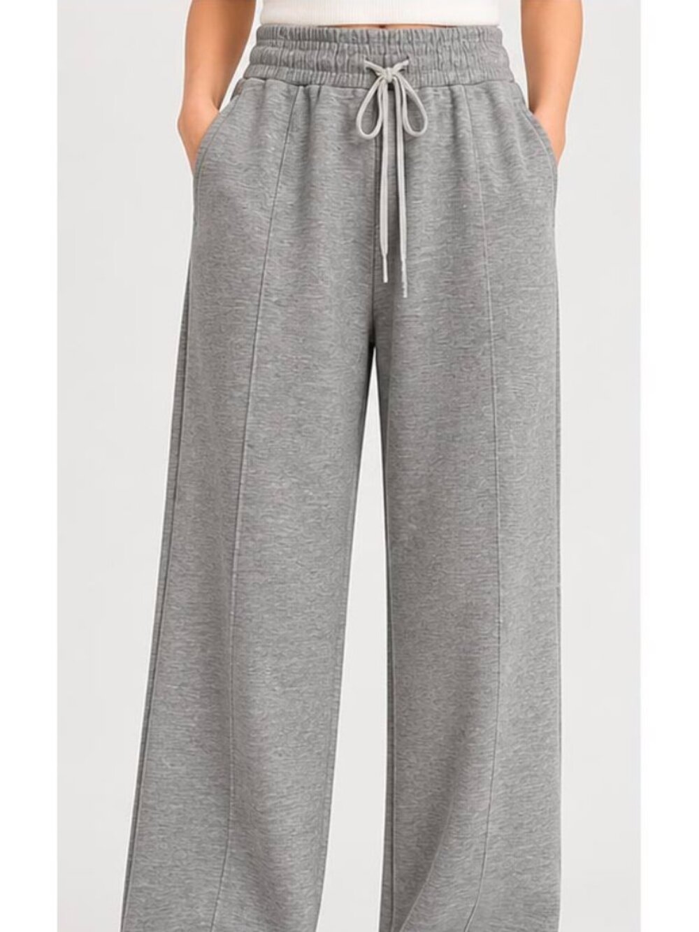 Women’s Heather Charcoal Wide Leg Pull-On Pants – Size Medium